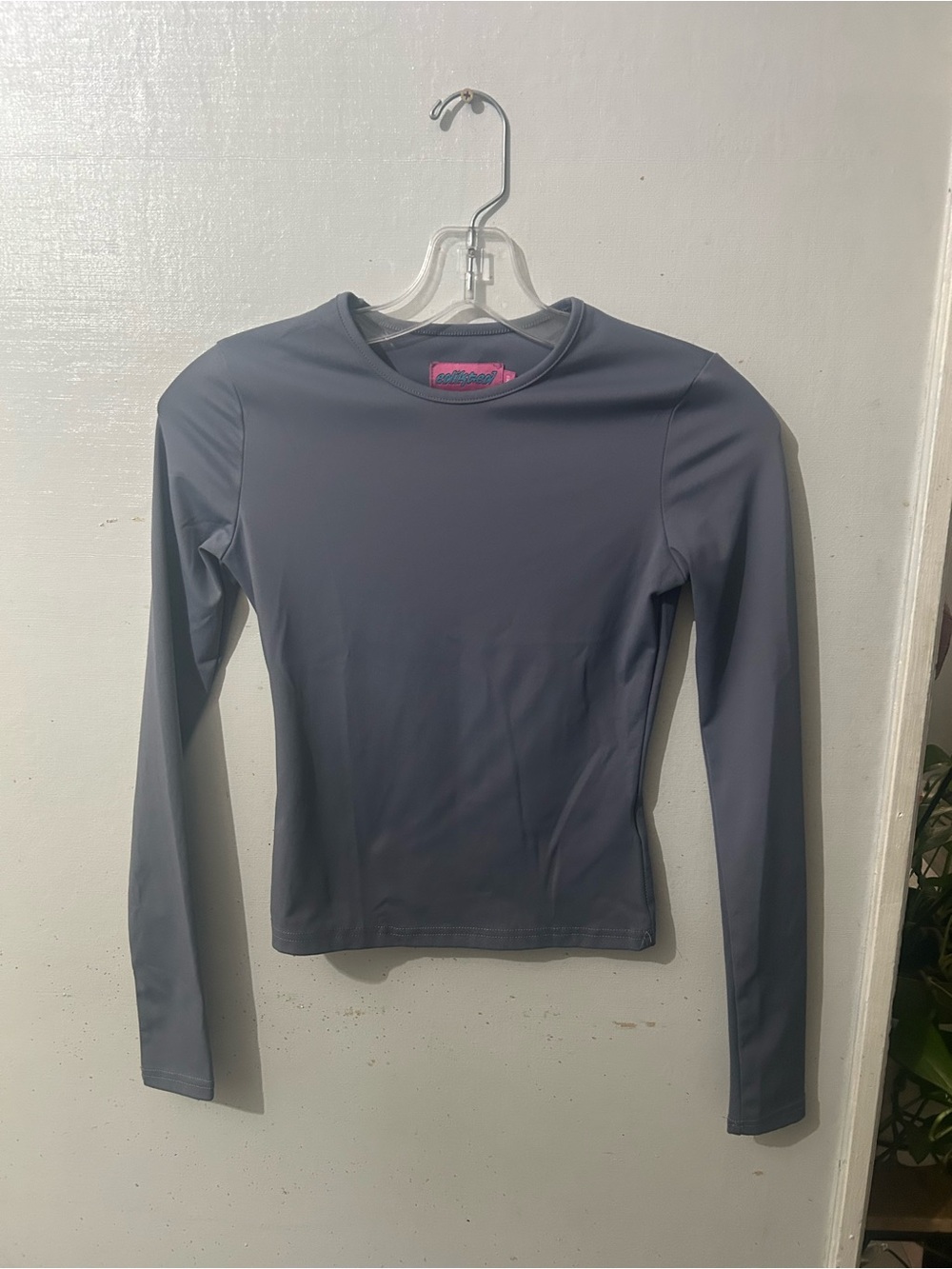 Edikted Slate Blue Long Sleeve Crewneck Top
